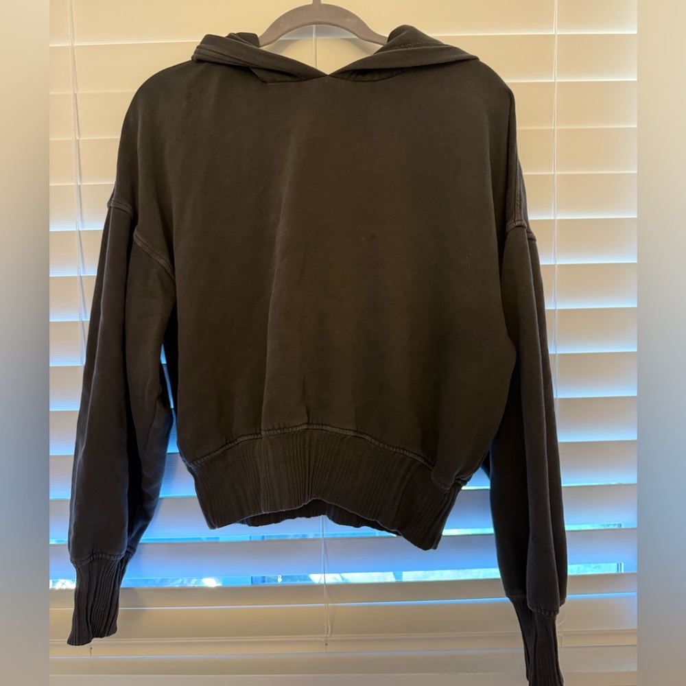 Aerie Black Cropped Hoodie Sweatshirt